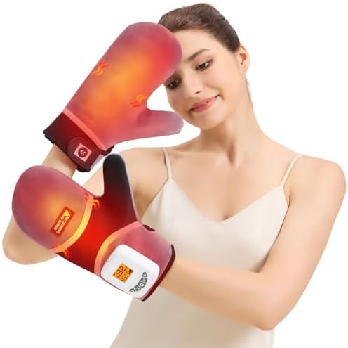AOKESTE Cordless Hand Heating Pad,Massager Vibration Low Noise Heating Pad for Hands,Upgraded 5000mAh Rechargeable Battery Heated Gloves Hand Warmers,Auto Shut Off Hand Heating Pads for Arthritis
