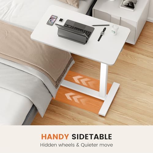 Sweetcrispy Overbed Table, Adjustable Rolling Desk, Mobile Standing Desk