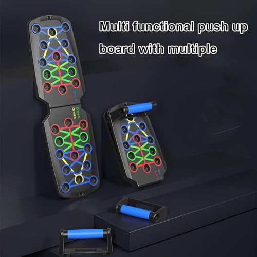 Push Up Board for Men - 15-in-1 Foldable Pushup Board with Push Up Bar, Handles & Bands, Portable Home Gym & Workout Equipment for Chest Exercise, for Teen Boys 16-18 & Gym Lovers