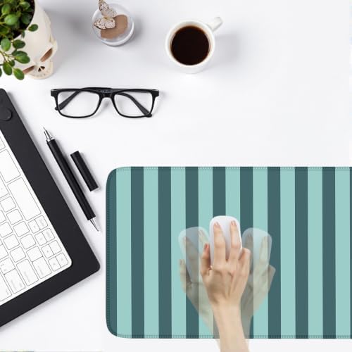Teal Blue Striped Desk Mat Cute Pastel XXL Large Gaming Mouse Pad Desk Pad Kawaii Cozy Aesthetic Keyboard Laptop Computer Mat