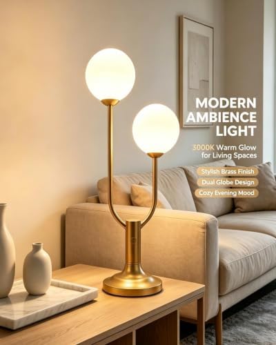 Lightdot Globe Gold Table Lamp for Bedroom Dimmable Gift G9 Bulbs Included