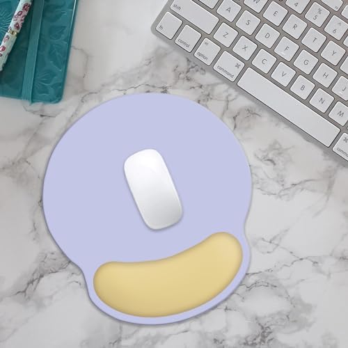Ergonomic Mouse Pad, Mouse Pad with Wrist Support, Comfortable Gaming Mouse Pads with Non-Slip PU Base for Computer, Laptop, Office & Home (Purple- Beige)