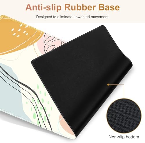 Gaming Mouse Pad Keyboard Wrist Support, 4 in1 Mousepad with Wrist Keyboard Rest, Computer Desk Mat, Non-Slip Desk Pad Protector with Memory Foam Easy Typing Pain Relief I Tree Leaf Boho Style
