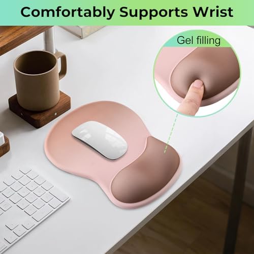 Gel Wrist Rest Mouse Pad, Ergonomic Mousepad with Wrist Support, Relieve Wrist Pain, Gaming Mousepad with Concave Design Cushion & Non-Slip PU Base, for Home Office Laptop Computer, Brown Gradient