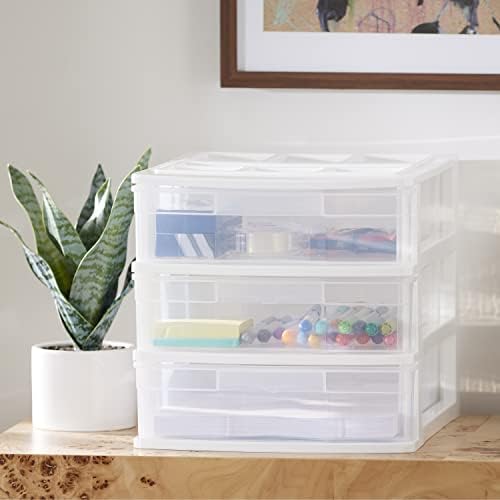 Gracious Living 3-Drawer Desktop & Countertop Organizer, White/Clear