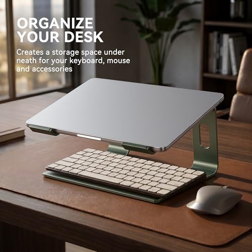 SOUNDANCE Laptop Stand, Aluminum Ergonomic Desk Riser, 10-15.6", Green