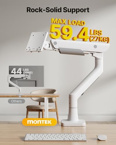 monTEK Heavy-Duty Monitor Arm for 17-57" Ultrawide, 59.4 lbs, White