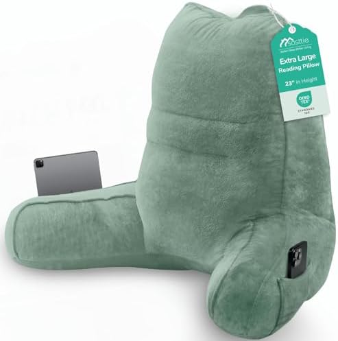 Sasttie Reading Pillow for Bed, Back Pillow for Sitting Up, Sage
