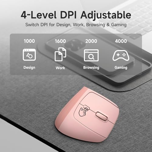 SANWA Wireless Ergonomic Mouse for Large Hands with Wrist Rest, Pink