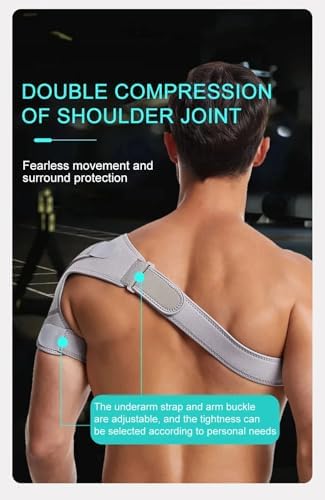 Shoulder Brace, Rotator Cuff Support Brace with Ice Pack Insertion Capability, Pressure for Preventing Strains and Dislocation, Alleviating Shoulder Pain, Adjustable Fit for Men and Women