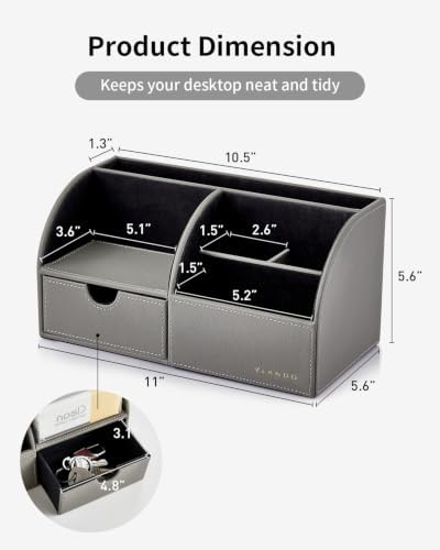 VLANDO PU Leather Desk Drawer Organizer with 6 Compartments
