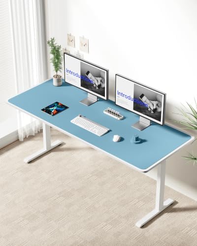 YSAGi Leather Desk Pad Protector, Office Desk Mat, Large Mouse Pad, Non-Slip PU Leather Desk Blotter, Laptop Desk Pad, Waterproof Desk Writing Pad for Office and Home (Sea Blue,55" x 24")