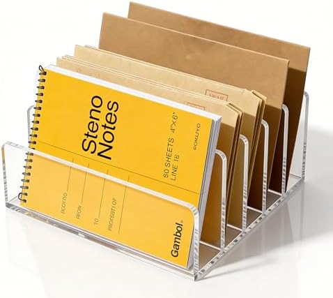 Clear Acrylic 5-Compartment Mail & Letter Desk Organizer