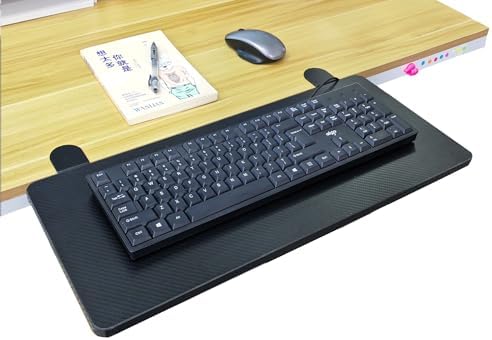 Desktop Extender, 20 "x 9" Clip on Foldable Keyboard Tray, Small Table Edge Extender Tray, Floating Table Hanging Computer Desk, Suitable for Desktop Extension of Sitting Upright Office Desk (Black)
