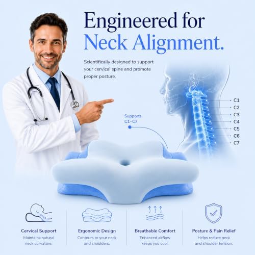 Dr.Prime Cervical Neck Pillow for Neck Pain Relief – Orthopedic Contour
