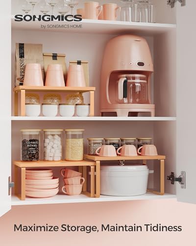 SONGMICS Cabinet Organizer Shelf, Set of 3 Spice Rack, Kitchen Storage