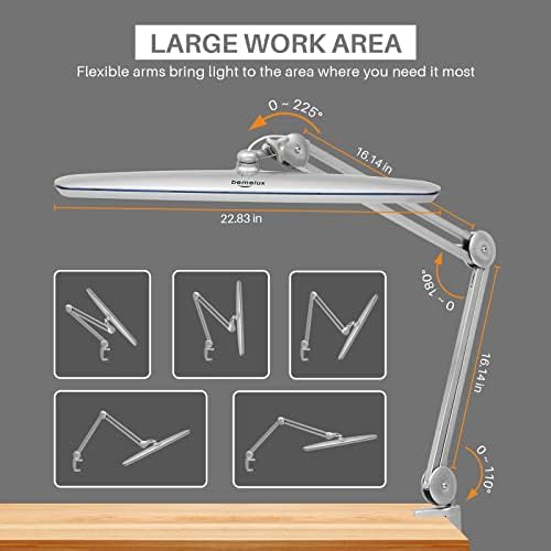 23-Inch LED Task Lamp with Clamp, 24W 2200LM, Silver