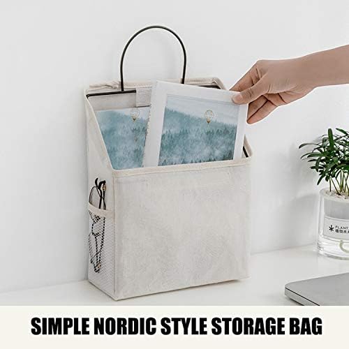 Wall-Hanging Storage Bags, Desktop Organizer Basket Cotton Linen Hanging Storage Basket for Kitchen,Bderoom,Living Room (#2 White)