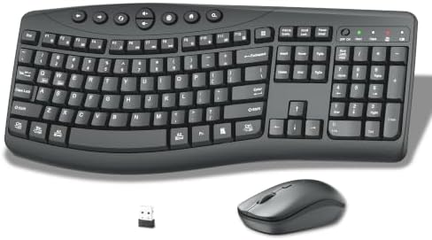 Wireless Keyboard and Mouse Combo, Quiet Ergonomic Curved Keys(Graphite)