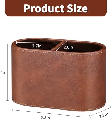 Pen Holder for Desk, Small Remote Control Holder, Brown