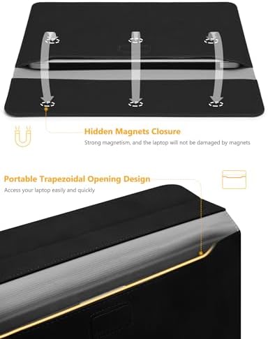 HYZUO 13 Inch Laptop Case Sleeve with Stand for MacBook Air, Black