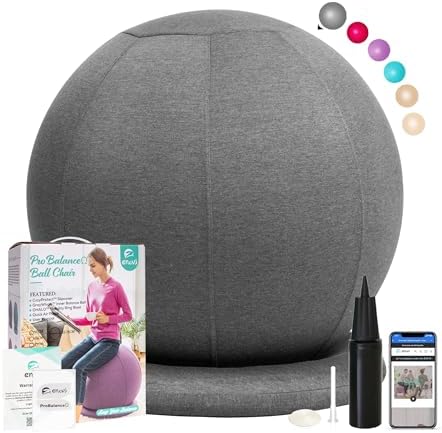 ProBalanceΩ Ball Chair, Yoga Ball Chair Exercise Ball Chair with Slipcover and Base for Home Office Desk, Birthing & Pregnancy, Stability Ball & Balance Ball Seat to Relieve Back Pain, Multiple color size
