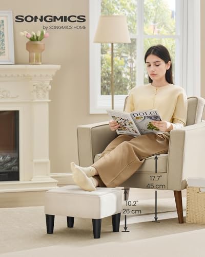 SONGMICS Foot Stool, Small Velvet Ottoman with Thick Cushion