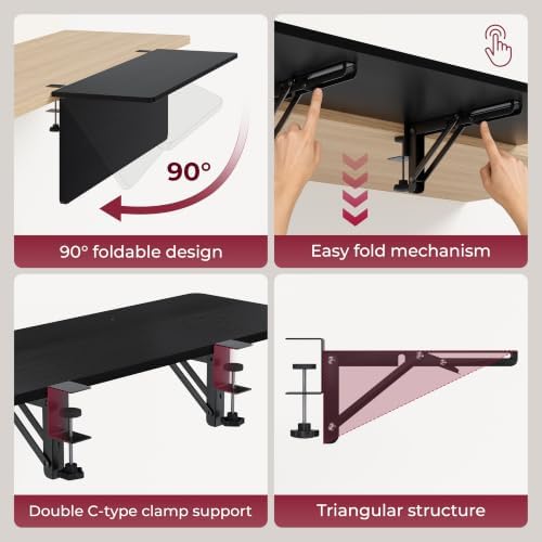 Desk Extender Tray, 16"×12" Clamp-On Arm Rest Shelf