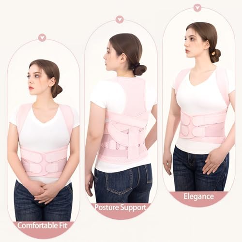 Back Brace Posture Corrector for Women and Men Adjustable Shoulder Straightener Helps Reduce Upper Lower Back Pain Relief Support Hump Scoliosis Hunchback Slouching Kyphosis Traction Correction Syste Pink Small