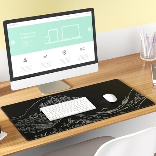 KTRIO Large Gaming Mouse Pad, Desk Mat, 31.5 x 15.7 in, Kanagawa Wave, XXL