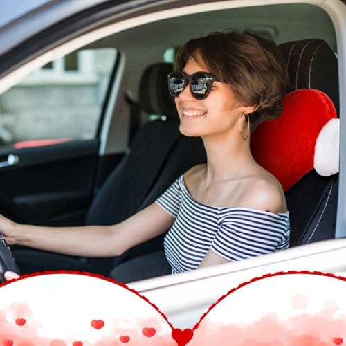 Macarrie 2 Pcs Heart Plush Car Headrest Pillow Angel Wings