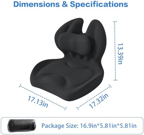 Adjustable Memory Foam Lumbar Cushion - Ergonomic Lower Back Support Pillow with Cotton Cover, Mid-Height Customizable Design for Office Chair, Car Seat, Long Sitting (Black, Large)