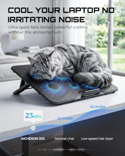 Laptop Cooling Pad for 12-17.3 Inch Laptops, Slim Stand with 6 Quiet Fans