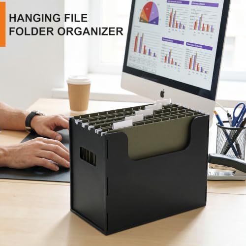 Qeeenar 1 Pcs Hanging File Box with 5 Pcs Green Hanging File Folders