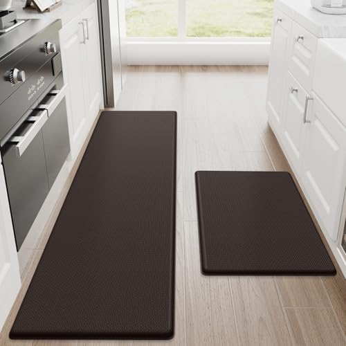 StepRite Kitchen Mats for Floor, 2-Piece Anti-Fatigue Rugs, Chocolate