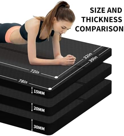 nuveti Large Exercise Mat - 15mm/20mm/30mm Thick Yoga Mat | Workout Mat for Fitness, Yoga, Pilates, Stretching & Floor Exercises for Women & Men with Free Carrying Bag