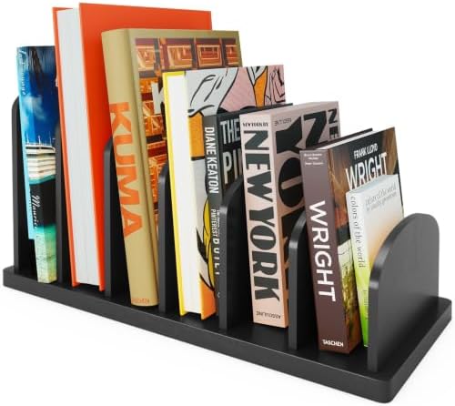 Cook Book Organizer, 6 Sections, Recipe Book Holder Rack, Tabletop Stand for Convenient Cookbook Storage, Vertical Cook Book Stand Kitchen, Binder Holder for Desk & Countertop (Black)