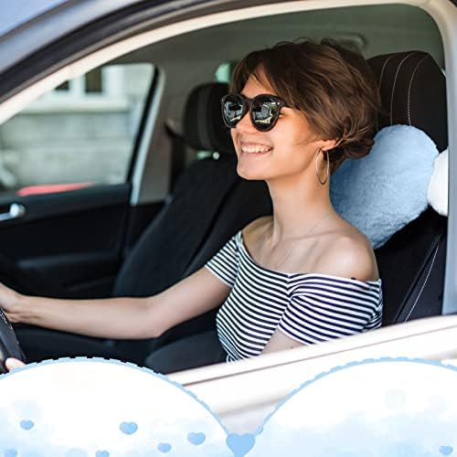 Macarrie 2 Pcs Heart Plush Car Headrest Pillow Angel Wings