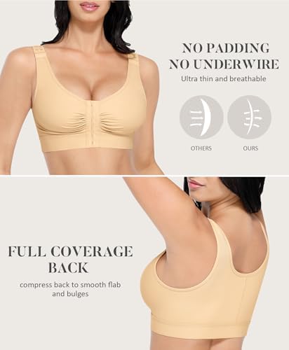 FeelinGirl Post Surgery Compression Bra for Women's Front Closure Bra
