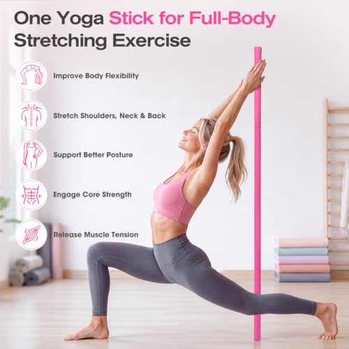 Yoga Stick, Mobility Stick for Stretching, Adjustable Exercise Stick