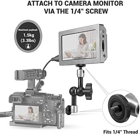 SmallRig 5.5 Inches Adjustable Friction Articulating Magic Arm, with Both 1/4" Screw for LCD Monitor/LED Lights