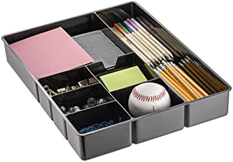 Officemate Deep Drawer Organizer Tray, 8 Compartments, 2 1/4"H x 15 1/8"W x 11 1/2"D, Black