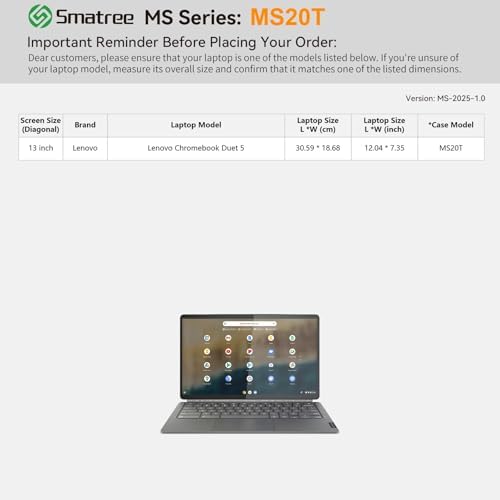 Smatree MS20T Case with Stand for 13.3" Lenovo IdeaPad Duet 5 Chromebook