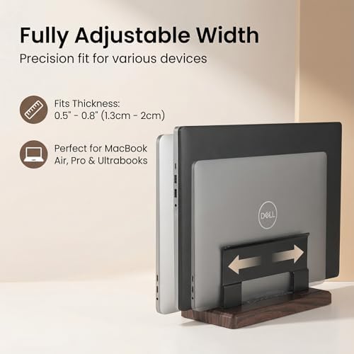Vertical Laptop Stand for Desk,Carbon Steel Base,Tool-Free