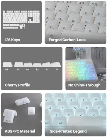EPOMAKER Frost Jelly Keycaps Set, 126 Keys Forged Carbon Fiber Keycaps
