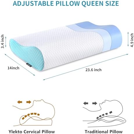 Memory Foam Pillows Neck Pillow Bed Pillow for Sleeping Ergonomic Cervical Contour Pillow for Side Back Stomach Sleeper for Neck and Shoulder Pain