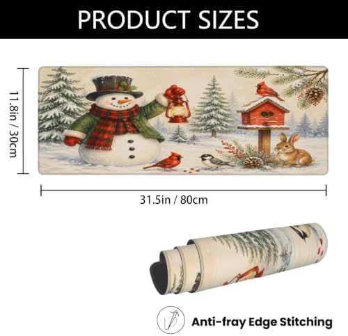Christmas Large Mouse Pad Non-Slip Rubber Long Gaming Desk Mat