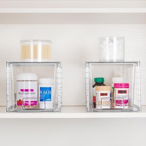 Vtopmart 2 Pack Large Stackable Storage Drawers, Clear