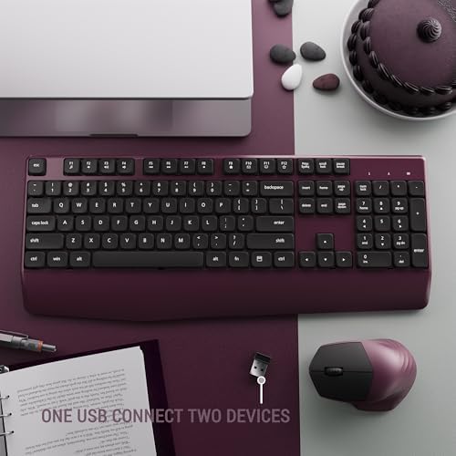 MPTOG Ergonomic Wireless Keyboard and Mouse Combo, Claret