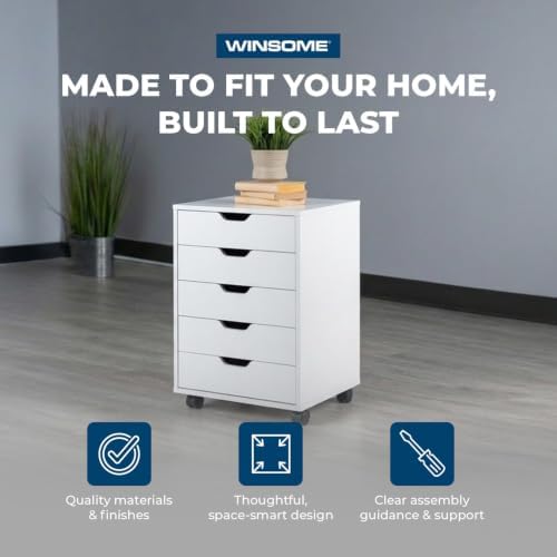 Winsome 10519 Halifax 5-Drawer Composite Wood Cabinet, White